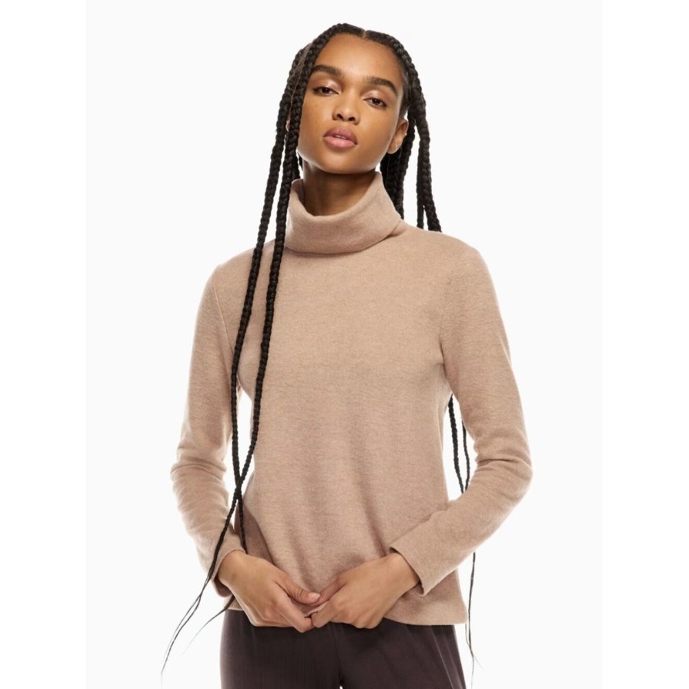 Aritzia BABATON "The Group" Cotton Blend Camel/Tan‎ Turtleneck SZ S